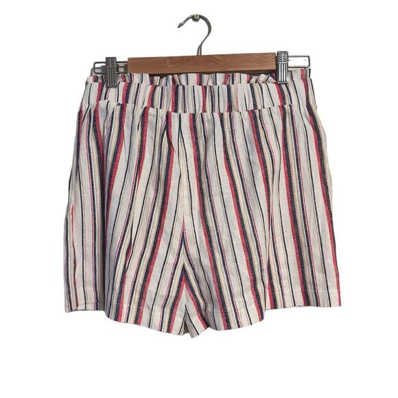 Joe B Linen Paperbag Striped Shorts Size Large NWT Red, Blue and Cream - Picture 2 of 6